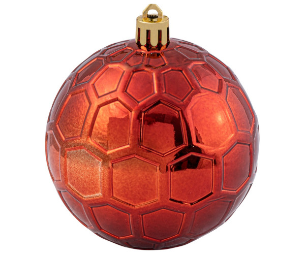 Χάλκινη Πλαστική Γυαλιστερή Χριστουγεννιάτικη Μπάλα 10cm (Σετ 4 τμχ)